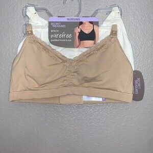 Secret Treasures Wire Free Maternity Cotton Lace Trim Bra, 2 Pk x3 sets